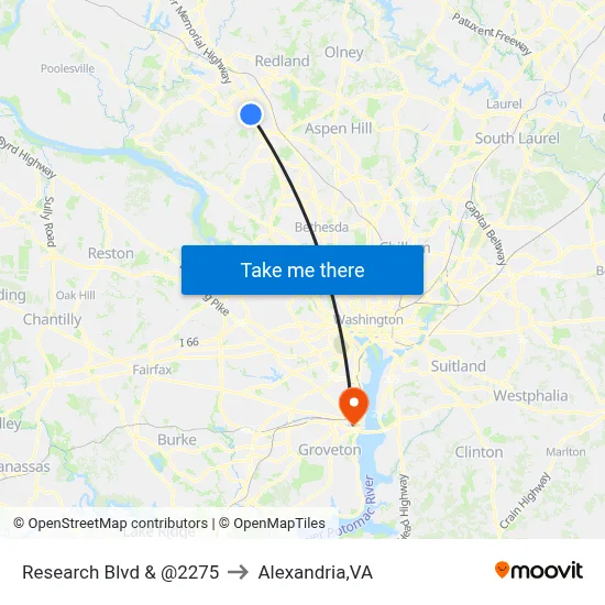 Research Blvd & @2275 to Alexandria,VA map