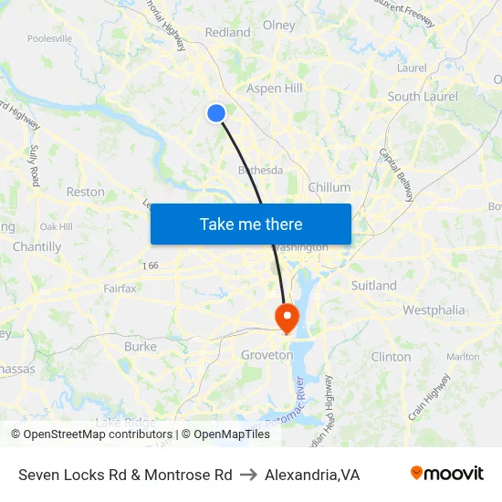 Seven Locks Rd & Montrose Rd to Alexandria,VA map