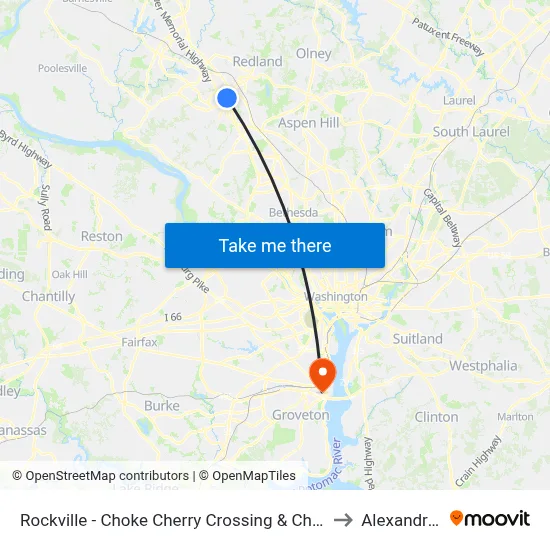 Rockville - Choke Cherry Crossing & Choke Cherry Rd to Alexandria,VA map