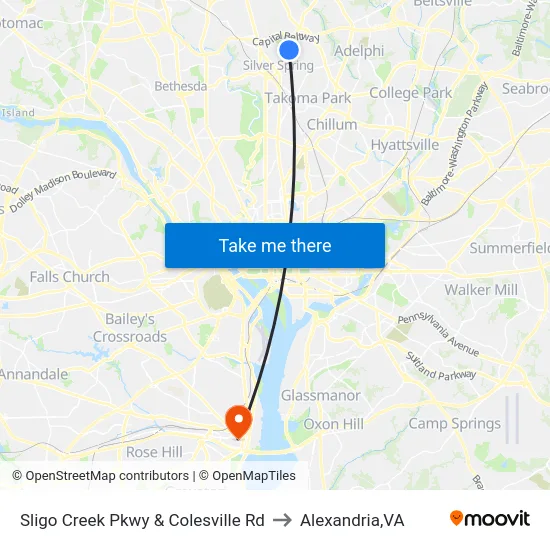 Sligo Creek Pkwy & Colesville Rd to Alexandria,VA map