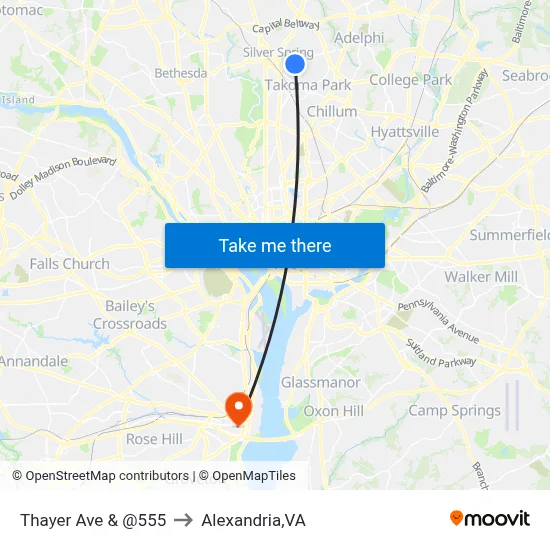 Thayer Ave & @555 to Alexandria,VA map