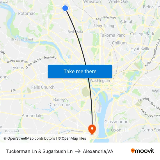 Tuckerman Ln & Sugarbush Ln to Alexandria,VA map