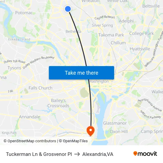 Tuckerman Ln & Grosvenor Pl to Alexandria,VA map