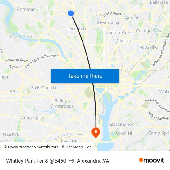Whitley Park Ter & @5450 to Alexandria,VA map