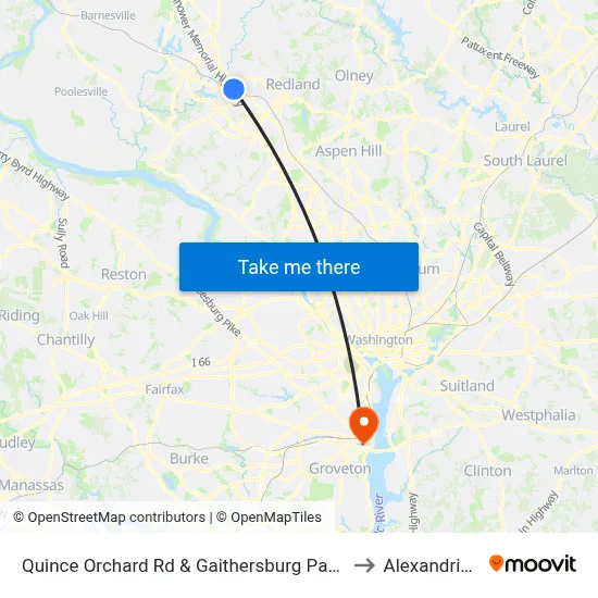 Quince Orchard Rd & Gaithersburg Park & Ride to Alexandria,VA map