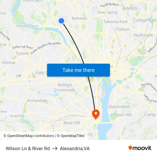 Wilson Ln & River Rd to Alexandria,VA map
