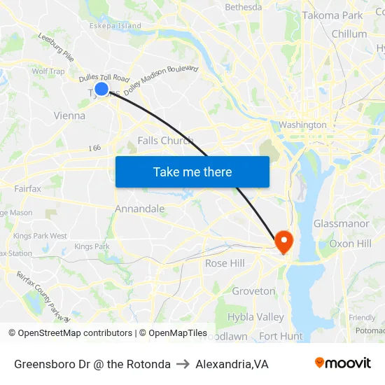 Greensboro Dr @ the Rotonda to Alexandria,VA map