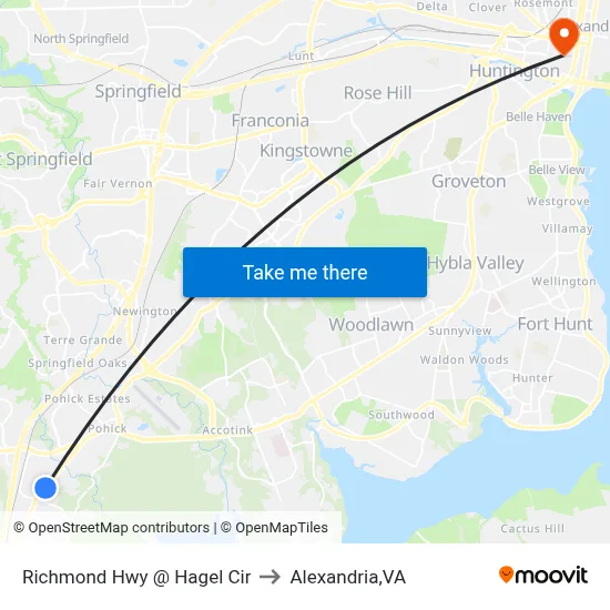 Richmond Hwy @ Hagel Cir to Alexandria,VA map
