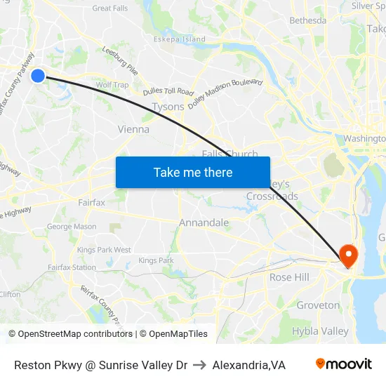 Reston Pkwy @ Sunrise Valley Dr to Alexandria,VA map