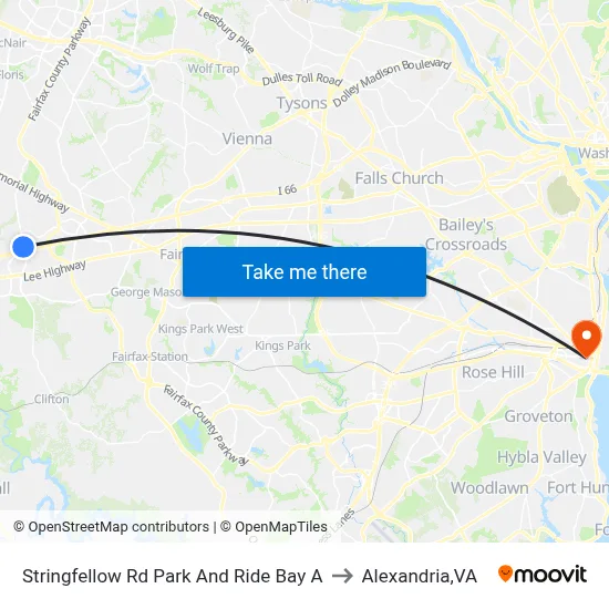 Stringfellow Rd Park And Ride Bay A to Alexandria,VA map