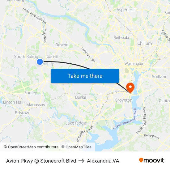 Avion Pkwy @ Stonecroft Blvd to Alexandria,VA map