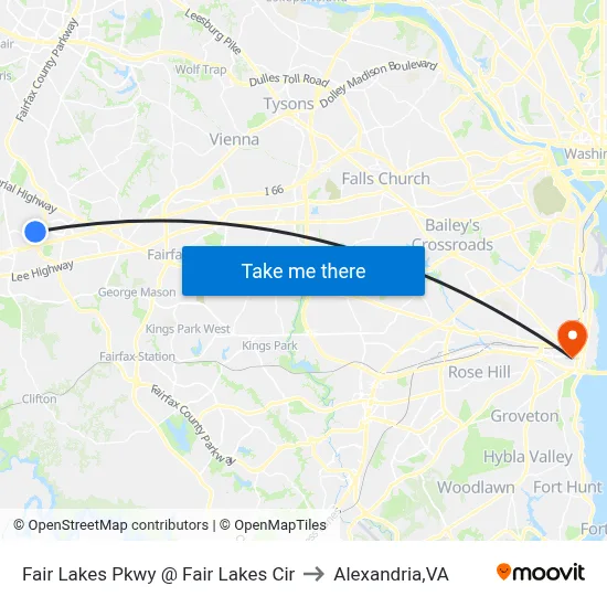 Fair Lakes Pkwy @ Fair Lakes Cir to Alexandria,VA map