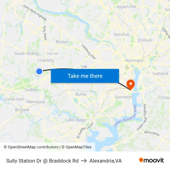Sully Station Dr @ Braddock Rd to Alexandria,VA map