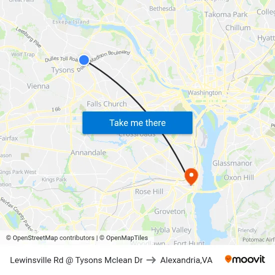 Lewinsville Rd @ Tysons Mclean Dr to Alexandria,VA map