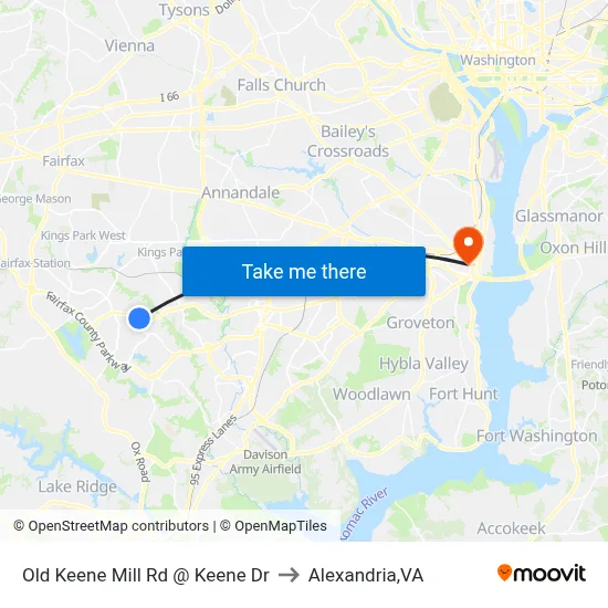 Old Keene Mill Rd @ Keene Dr to Alexandria,VA map