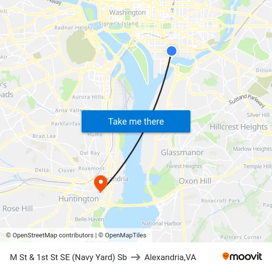M St & 1st St SE (Navy Yard) Sb to Alexandria,VA map
