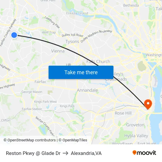 Reston Pkwy @ Glade Dr to Alexandria,VA map