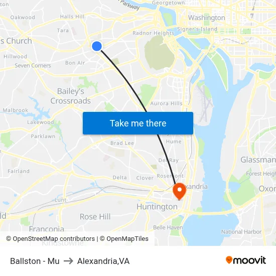 Ballston - Mu to Alexandria,VA map