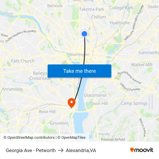 Georgia Ave - Petworth to Alexandria,VA map