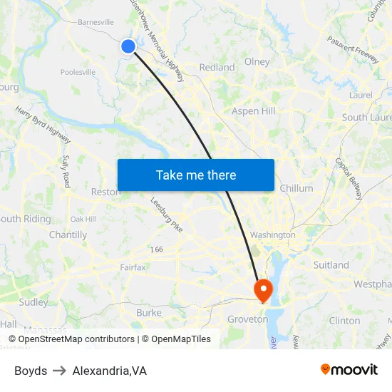 Boyds to Alexandria,VA map