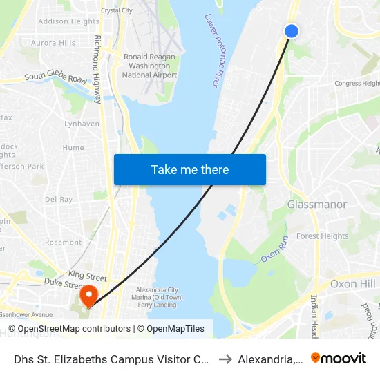 Dhs St. Elizabeths Campus Visitor Center to Alexandria,VA map