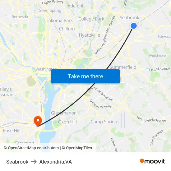 Seabrook to Alexandria,VA map