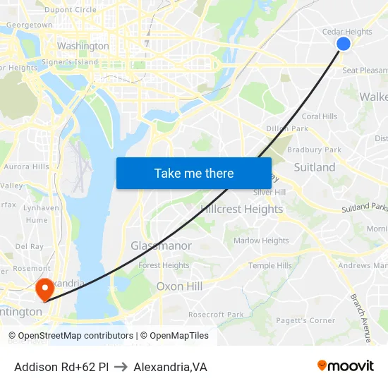 Addison Rd+62 Pl to Alexandria,VA map
