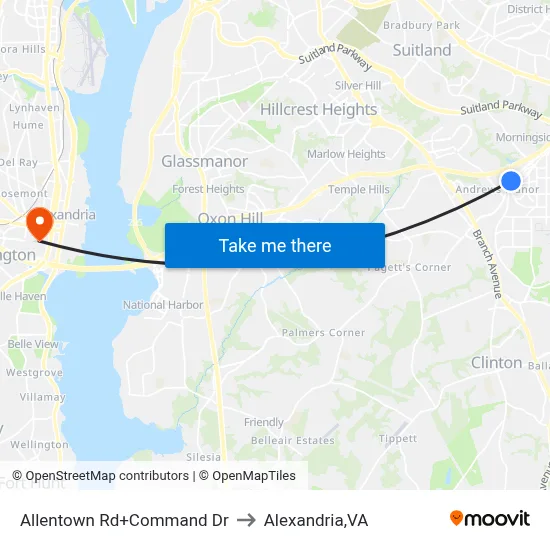 Allentown Rd+Command Dr to Alexandria,VA map