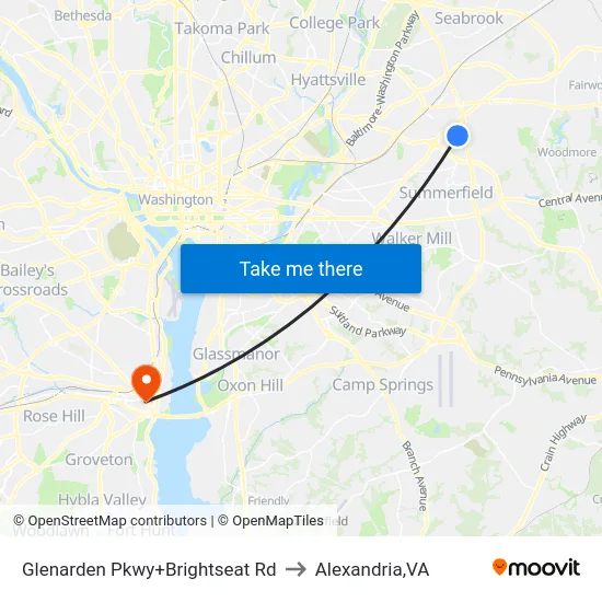 Glenarden Pkwy+Brightseat Rd to Alexandria,VA map