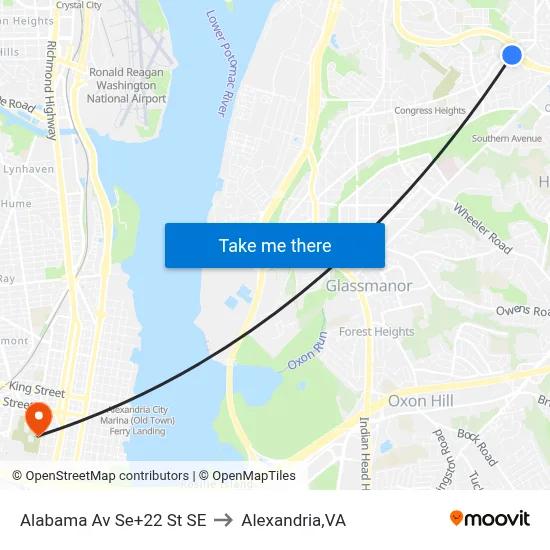 Alabama Av Se+22 St SE to Alexandria,VA map