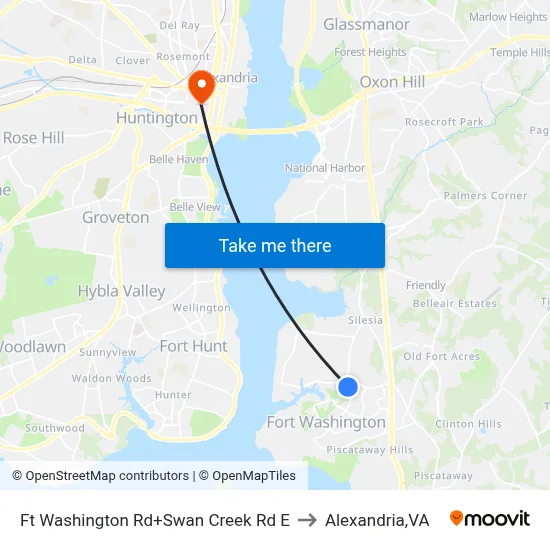 Ft Washington Rd+Swan Creek Rd E to Alexandria,VA map