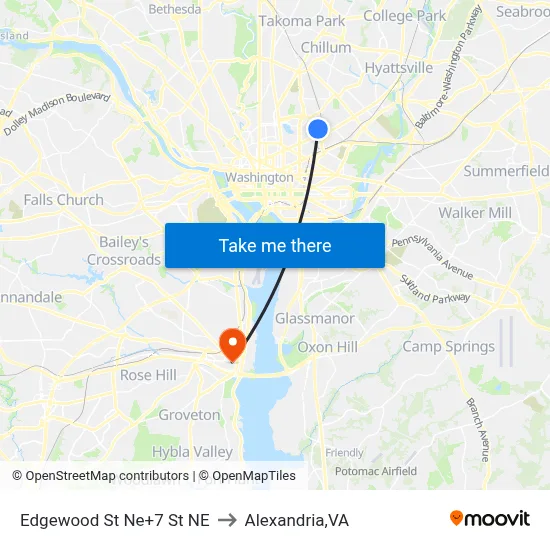 Edgewood St Ne+7 St NE to Alexandria,VA map