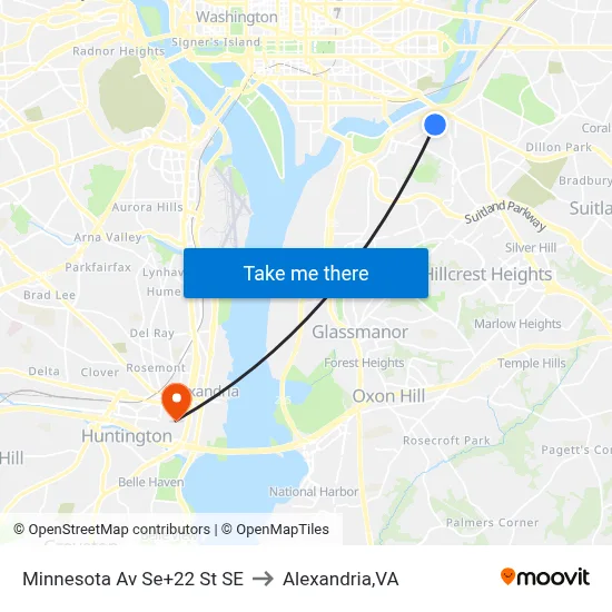 Minnesota Av Se+22 St SE to Alexandria,VA map