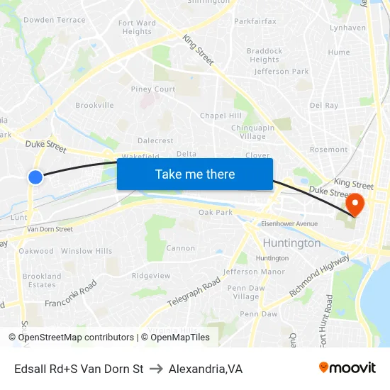 Edsall Rd+S Van Dorn St to Alexandria,VA map