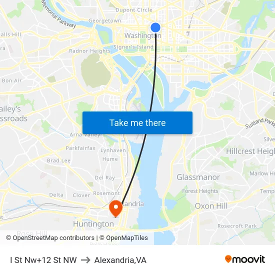 I St Nw+12 St NW to Alexandria,VA map