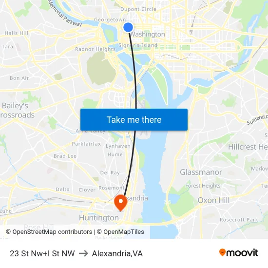 23 St Nw+I St NW to Alexandria,VA map