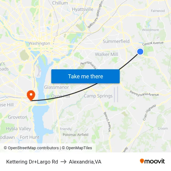 Kettering Dr+Largo Rd to Alexandria,VA map