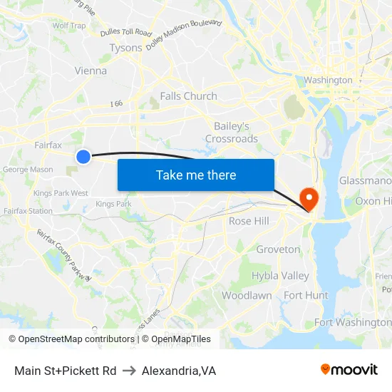 Main St+Pickett Rd to Alexandria,VA map