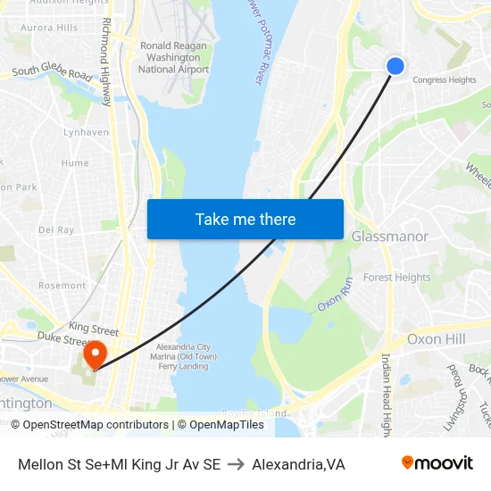 Mellon St Se+Ml King Jr Av SE to Alexandria,VA map