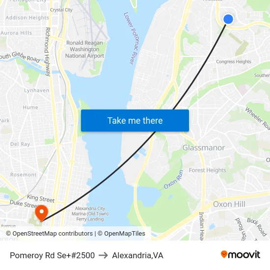 Pomeroy Rd Se+#2500 to Alexandria,VA map
