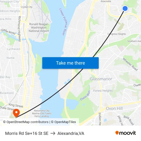 Morris Rd Se+16 St SE to Alexandria,VA map