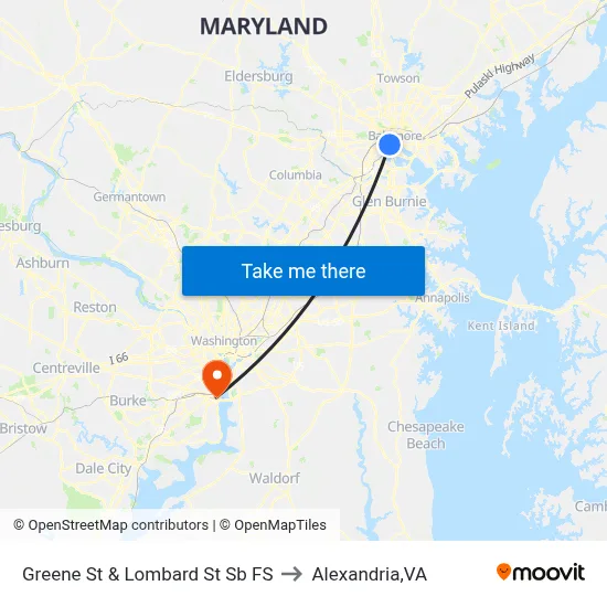 Greene St & Lombard St Sb FS to Alexandria,VA map