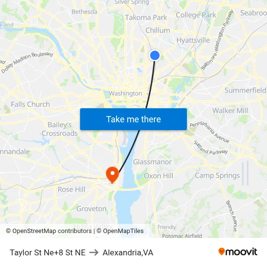 Taylor St Ne+8 St NE to Alexandria,VA map