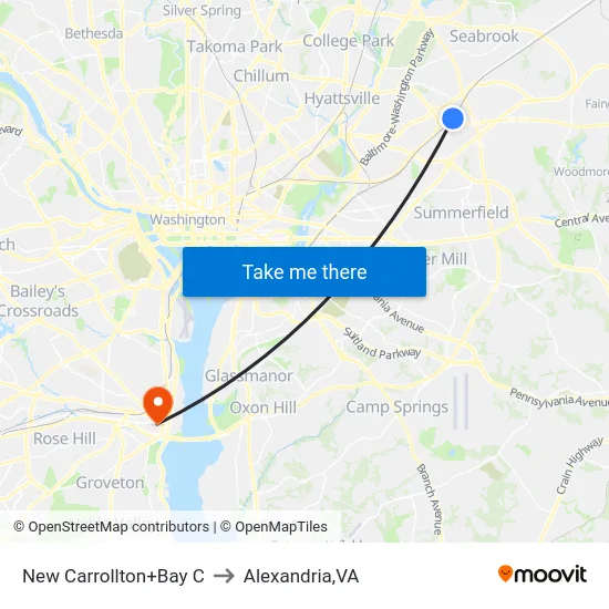 New Carrollton+Bay C to Alexandria,VA map