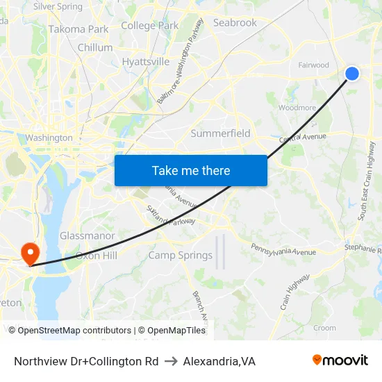 Northview Dr+Collington Rd to Alexandria,VA map