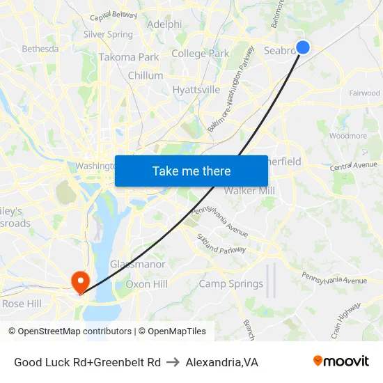 Good Luck Rd+Greenbelt Rd to Alexandria,VA map