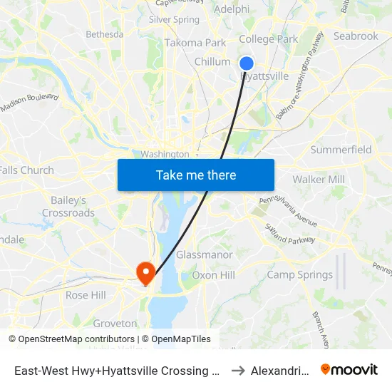 East-West Hwy+Hyattsville Crossing Entrance to Alexandria,VA map