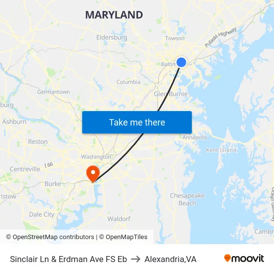 Sinclair Ln & Erdman Ave FS Eb to Alexandria,VA map