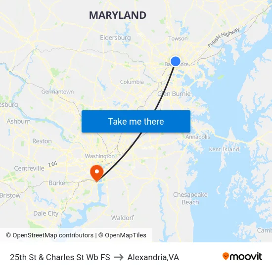 25th St & Charles St Wb FS to Alexandria,VA map