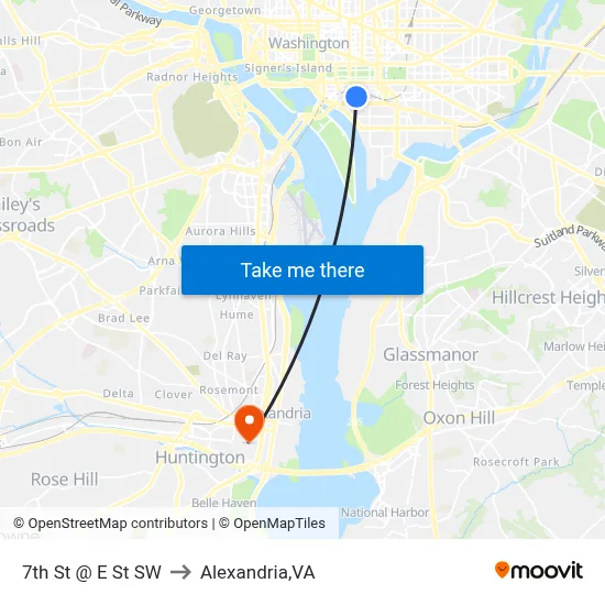 7th St @ E St SW to Alexandria,VA map